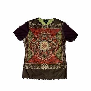 Vintage 90s ANAC Multicolor Mesh Short Sleeve Top